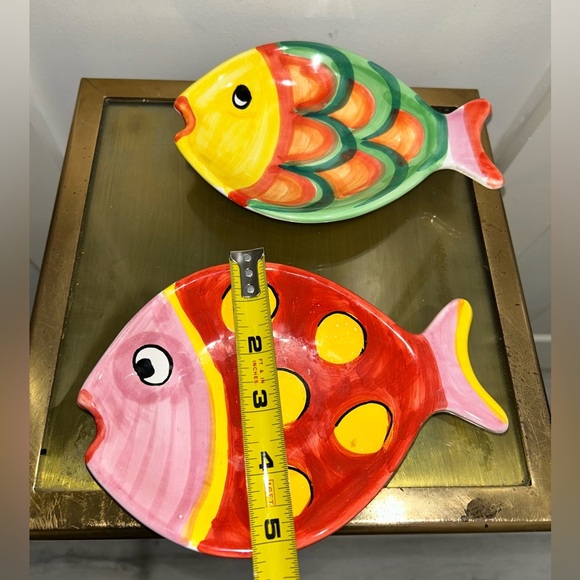 Horchow Fish Shaped Multicolored Serving Dish Platter Nautical Made In Italy - Picture 2 of 5